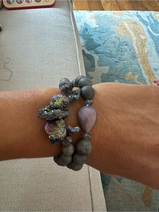 Erimish Jewelry - Erimish Gray and Purple Druzy Beaded Stretch Bracelet Set very rare set